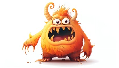 Cute cartoon monster isolated on white