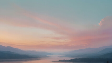 Fototapeta premium Background or wallpaper - dreamy pastel watercolor landscape