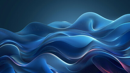 Obraz premium Fluid abstract blue waves with a touch of magenta, creating a sense of motion and depth.