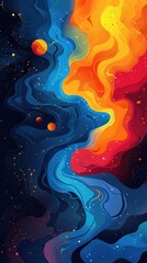 Colorful background with playful abstract shapes.