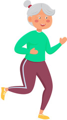 Elderly people do jogging and exercise activities for their health.
