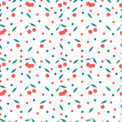 Seamless pattern with strawberries on pink background and cherries on blue background vector illustration. Cute fruit print.