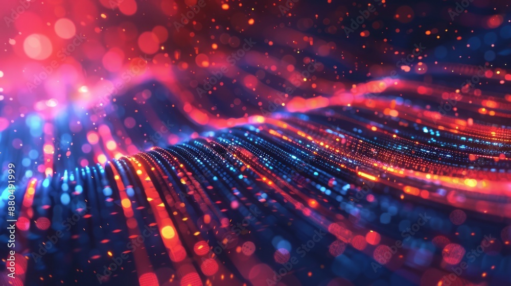 Poster high-speed data connection technology abstract background with dynamic blue lines and digital flow p