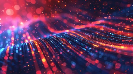Fototapeta premium High-speed data connection technology abstract background with dynamic blue lines and digital flow patterns representing fast internet, data transfer, and network connectivity in a modern technologica