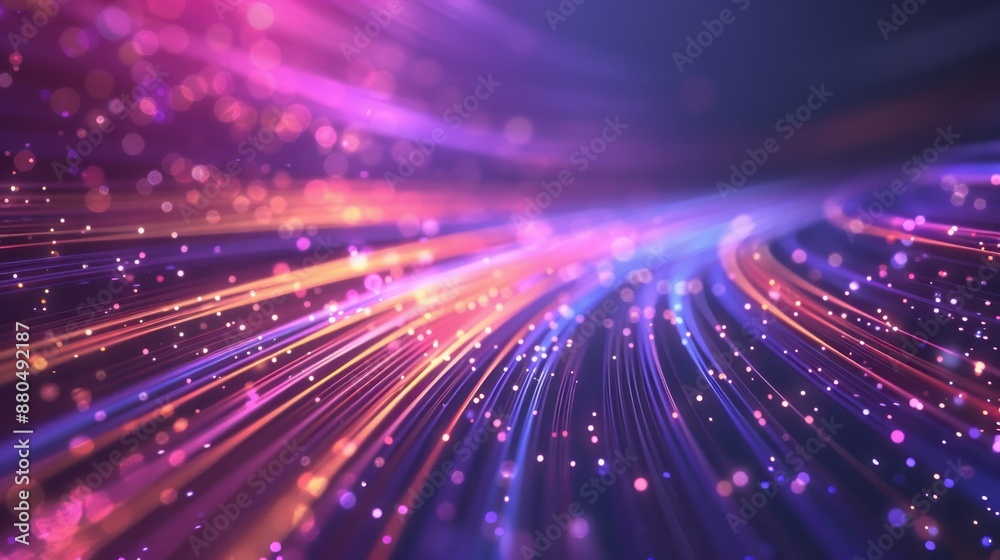Poster High-speed data connection technology abstract background with dynamic blue lines and digital flow patterns representing fast internet, data transfer, and network connectivity in a modern technologica