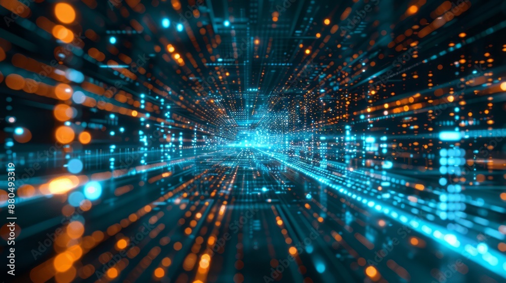 Poster futuristic digital cyberspace and data network connections with high-speed internet transfer – abstr