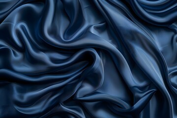 Obraz premium Luxurious Dark Blue Silk Fabric with Elegant Folds