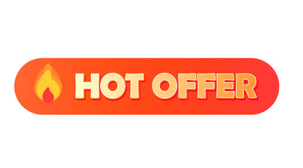 Rounded Label With Flame Icon And Text Hot Offer