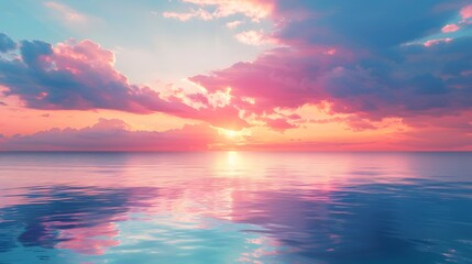 Fototapeta premium Stunning Sunset Over Tranquil Ocean Waters