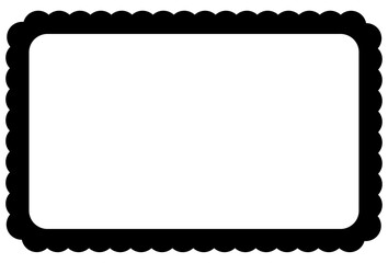 rectangle scallop frame isolated. Template for photo. Empty photo lace frame.