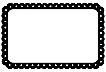 rectangle scallop frame isolated. Template for photo. Empty photo lace ornament frame.