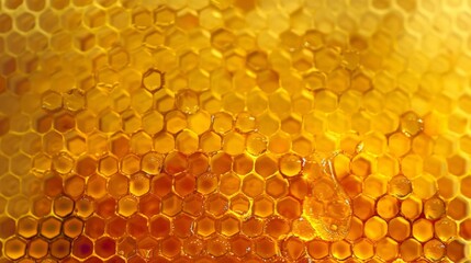 drop bee honey drip from hexagonal honeycombs