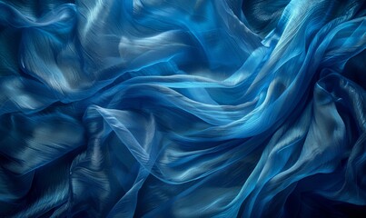Obraz premium Blue threads are woven into the silk in a luxuriously luminous atmosphere.