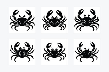 Crab swims icon vector silhouette illustration