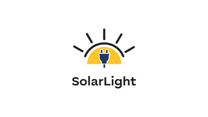 solar light logo with house concept, solar energy logo template
