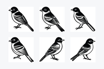 Set of illustration bird icon silhouette vector art white background
