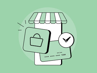 BNPL - Buy Now Pay Later e-commerce marketing strategy concept. Flexible payment option at checkout, credit without bank card, deferred payment, online shopping isolated vector illustration