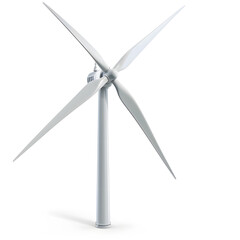 3D illustration of wind turbine isolated on white background