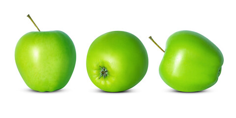 Green apple isolate. different sides isolated on white background. Whole apple set with clipping path. High quality photo