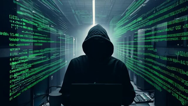man in hooded in dark web. generative ai