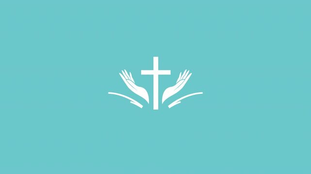 Christian ornamental decorations on transparent background. Memorial design elements. Borders and dividers with cross, hands and palm leaves.