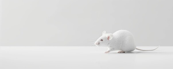 Isolated white mouse on white background mockup, 4K hyperrealistic photo
