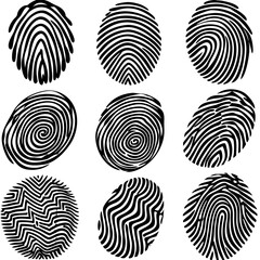 A collection of fingerprint designs on a plain white backdrop