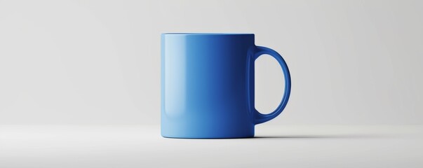 Isolated blue ceramic mug on white background mockup, 4K hyperrealistic photo