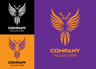 Wing logo icon design template elements. vector illustration isolated on black background, bird wings logo, corporate logo design, letter W 