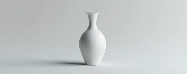 Isolated white ceramic vase on white background mockup, 4K hyperrealistic photo