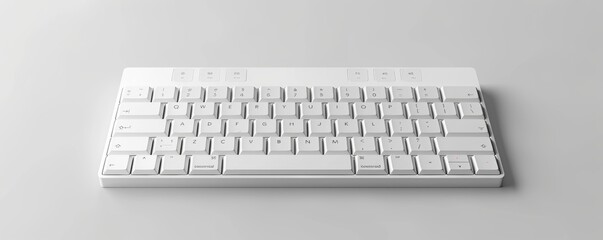 Isolated white keyboard on white background mockup, 4K hyperrealistic photo