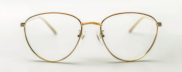 Isolated gold glasses on white background mockup, 4K hyperrealistic photo