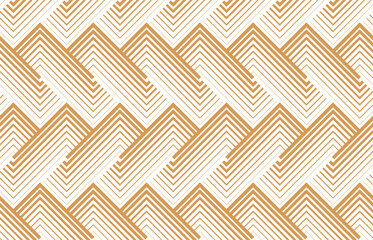 Abstract geometric pattern with stripes, lines. Seamless vector background. White and golden ornament. Simple lattice graphic design