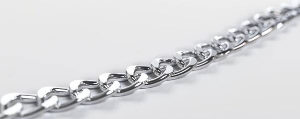 Isolated silver chain on white background mockup, 4K hyperrealistic photo
