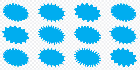 Set of Vector Starburst Badges. Simple Flat Style Vintage Labels, Stickers.