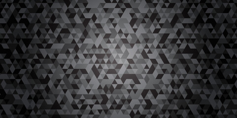 Fototapeta premium Triangle shape retro wall grid pattern geometric ornament tile vector square element. Abstract geometric black and gray background seamless mosaic and low polygon triangle texture wallpaper.