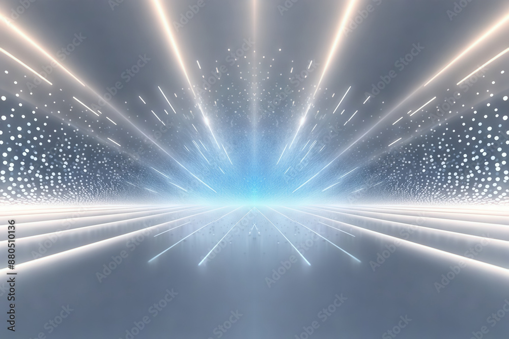 Poster gray radial motion lines with particle technology spatial background