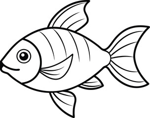Hand drawn art line of gold fish doodle for kids coloring illustration