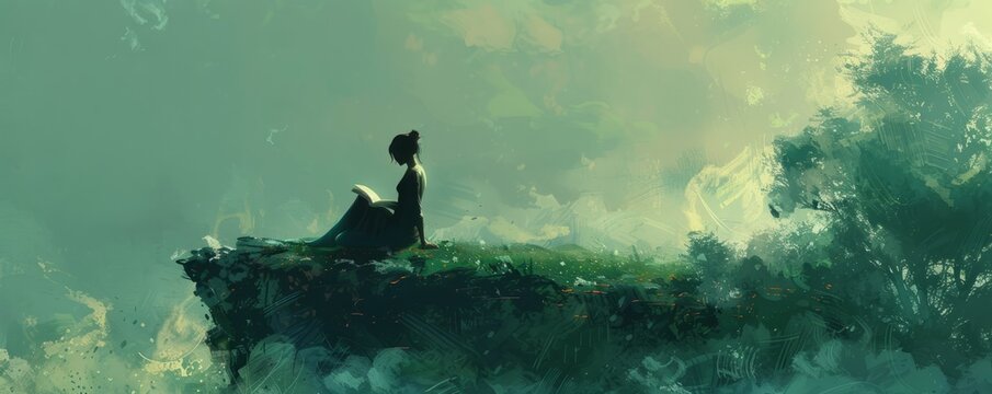 A serene portrait of a reader engrossed in a book, their mind transported to faraway lands and fantastical stories.