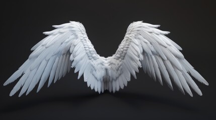 The image is isolated on a black background with a white angel wing