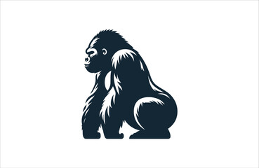 Gorilla kid  silhouette outline logo