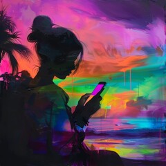 Fototapeta premium A teenager is using a smartphone to post on social networks