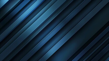 Obraz premium Modern abstract black blue background Dark. Geometric shape. 3D effect. Lines and stripes. Gradient. Light, glow. Metallic sheen.