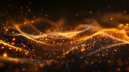 An abstract glowing light background illustration with a speedy motion blur creating a flashy pattern of golden straight lines, laser beams for web banners and wallpapers.