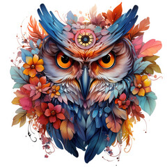 Fototapeta premium Watercolor Owl Mask for Masquerade Illustration, Generative Ai