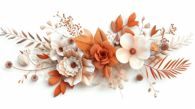 recommend clip art: An autumn floral frame. Rusty flower circles. A wedding theme based on terracotta.