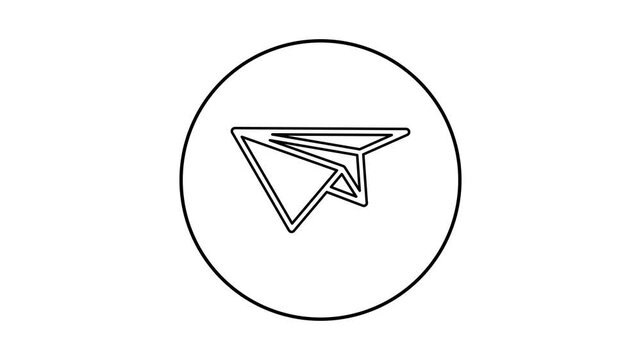 Abstract plane icon line animation. rocket icon concept