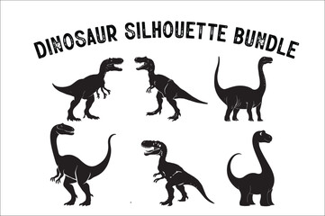 Dinosaur Vector Silhouette Bundle Design on White background.Dinosaur silhouettes set vector illustration..