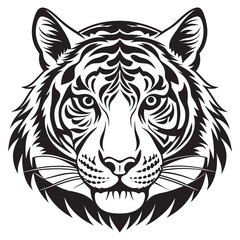 tiger head black and white vector