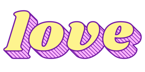 PNG love word funky bold style typography